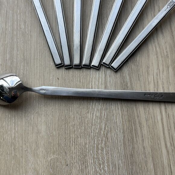 Vintage Salem Stainless Scrolls Iced Tea Spoons 7.5" Set of 8 Japan MCM Rare - Picture 4 of 14